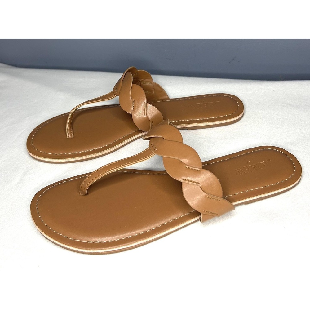 J Crew Sandals Womens 8 / 39 Cedar Wood Brown Braided Thong Flip Flops Flat Cute - Picture 2 of 12